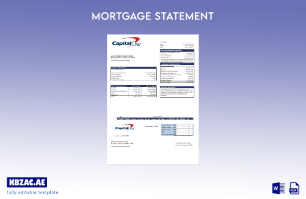 بيان الرهن العقاري لبنك USA Capital One بتنسيق Word وPDF